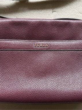 Furla Pebbled Leather Crossbody Bag in Deep Plum